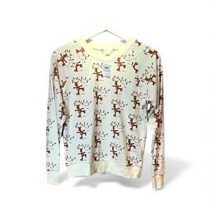 New American Eagle Women’s Rudolf Reindeer Crewneck pajamas fleece top XS NWT